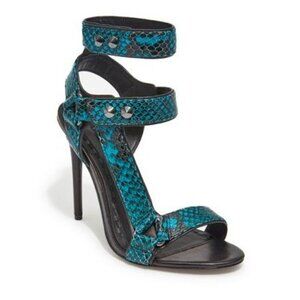 Alice + Olivia 100% Leather Snake-print- Turquoise/Black Stiletto sz(9.5)